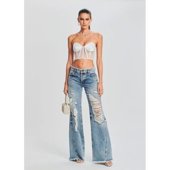 retrofete Lex Bustier Embellished Top White Womens Size Medium - Picture 2 of 9